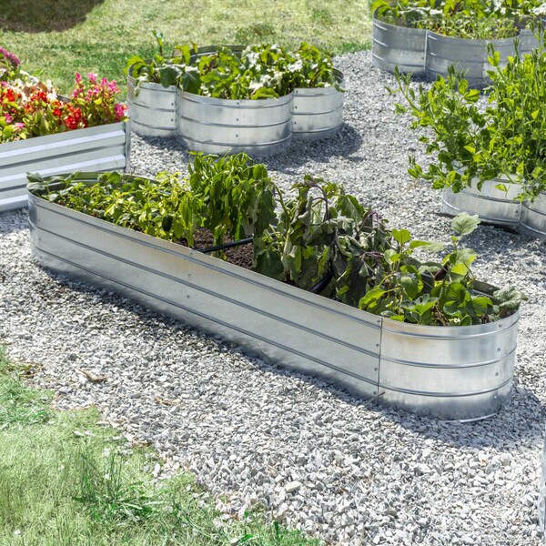 Oval steel raised garden planter